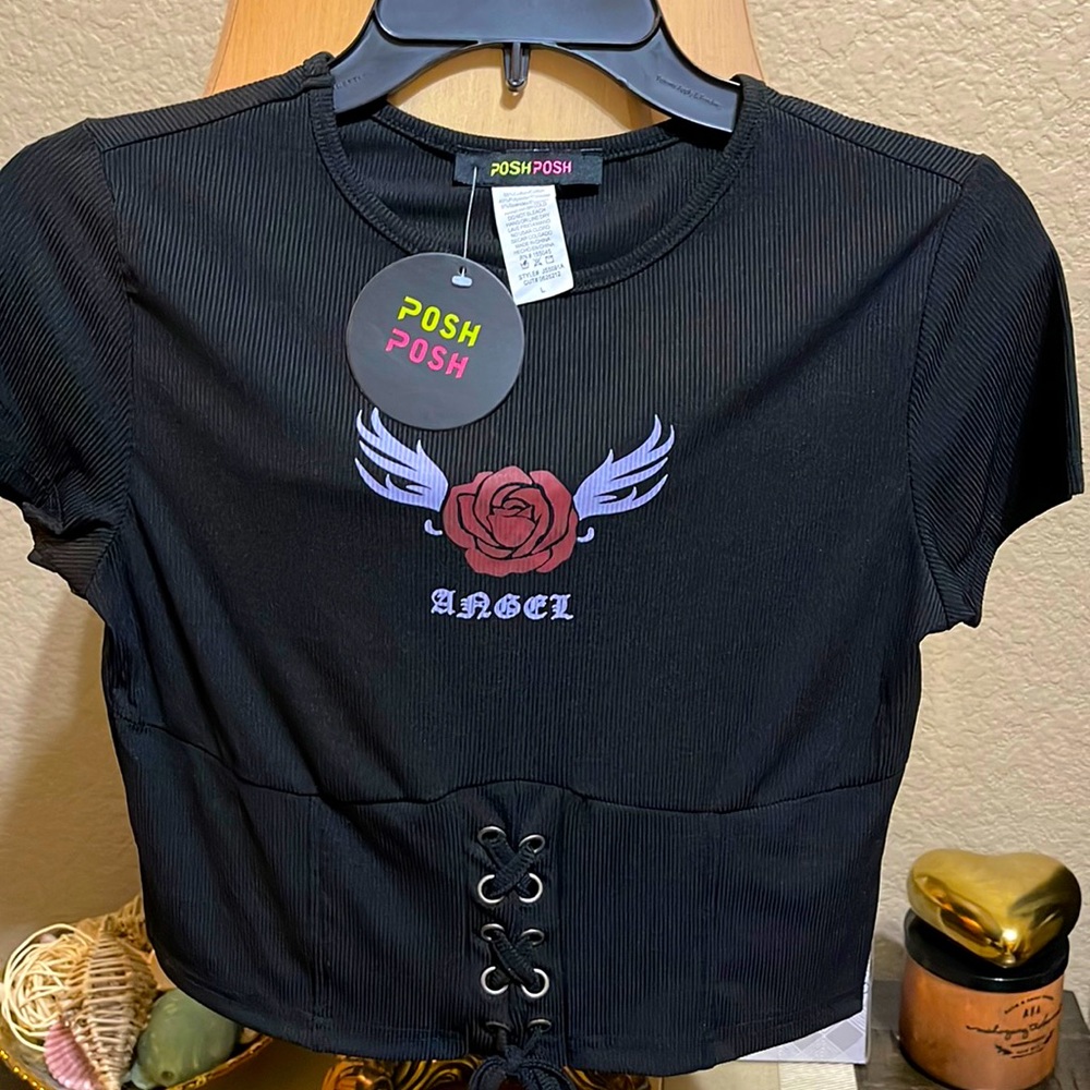 Posh Posh black mid lace-up tee!!!